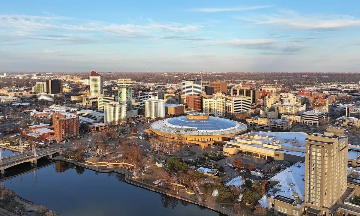 Wichita cityscape and surrounding landscape